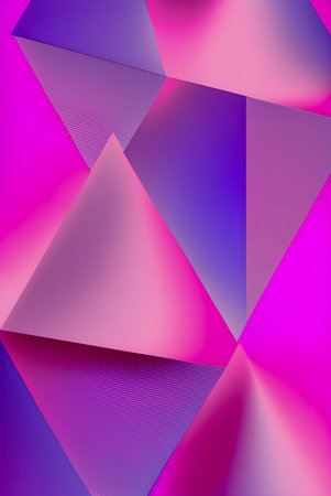 Geometric figures, holographic style, tone pink and purple illustrationの写真素材