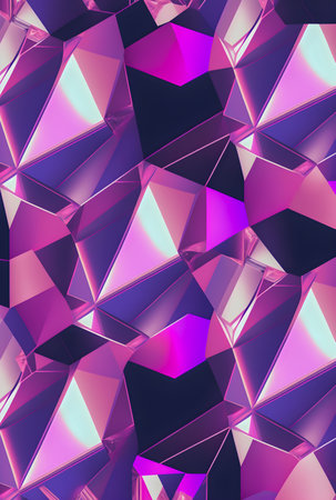 Geometric figures, holographic style, tone pink and purple illustrationの写真素材