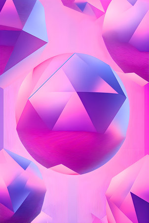 Geometric figures, holographic style, tone pink and purple illustrationの写真素材