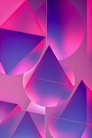 Geometric figures, holographic style, tone pink and purple illustrationの写真素材