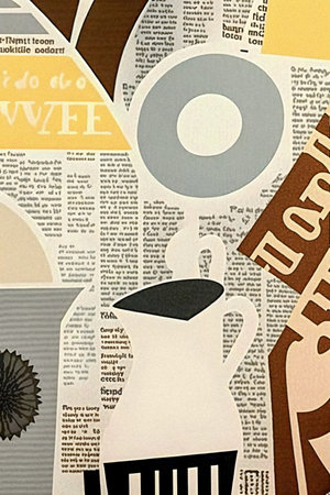 Coffee and newspaper pattern, vintage collage artの写真素材