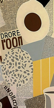 Coffee and newspaper pattern, vintage collage artの写真素材
