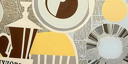 Coffee and newspaper pattern, vintage collage artの写真素材