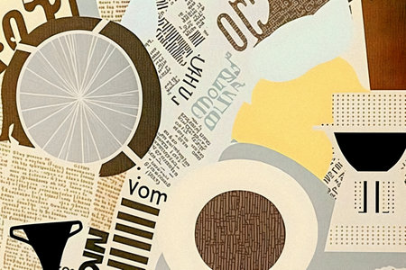 Coffee and newspaper pattern, vintage collage artの写真素材