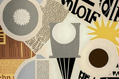 Coffee and newspaper pattern, vintage collage artの写真素材