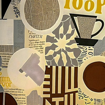 Coffee and newspaper pattern, vintage collage artの写真素材