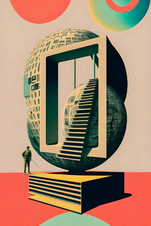 Life in metaverse, virtual reality addiction, collage art, surrealism artの写真素材