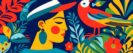 Traditional Colombian background, festival inspiration illustration, AI Generatedの素材