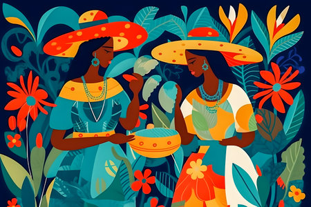 Traditional Colombian background, festival inspiration illustration, AI Generatedの素材