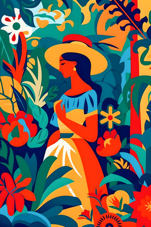 Traditional Colombian background, festival inspiration illustration, AI Generatedの素材