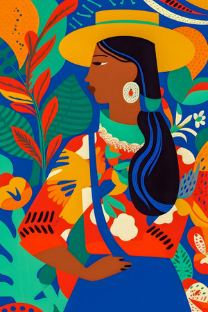 Traditional Colombian background, festival inspiration illustration, AI Generatedの素材
