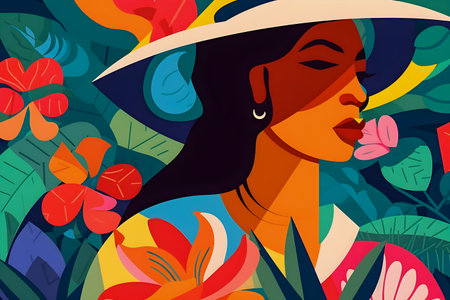 Traditional Colombian background, festival inspiration illustration, AI Generatedの素材