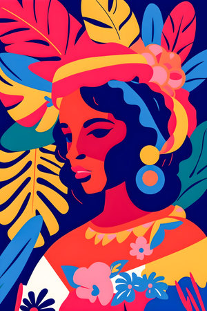 Traditional Colombian background, festival inspiration illustration, AI Generatedの素材