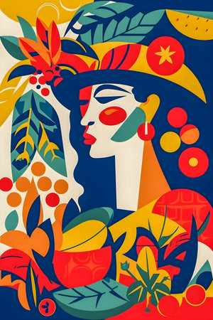 Traditional Colombian background, festival inspiration illustration, AI Generatedの素材
