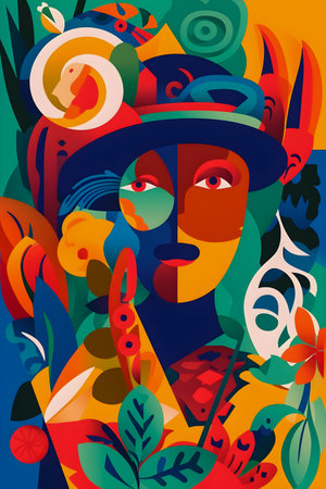 Traditional Colombian background, festival inspiration illustration, AI Generatedの素材