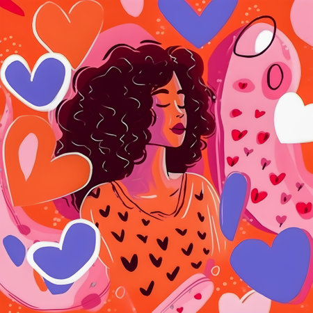 Self Love inspiration, trendy hand drawn style illustration, AI Generatedの素材