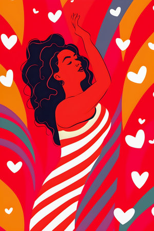 Self Love inspiration, trendy hand drawn style illustration, AI Generatedの素材