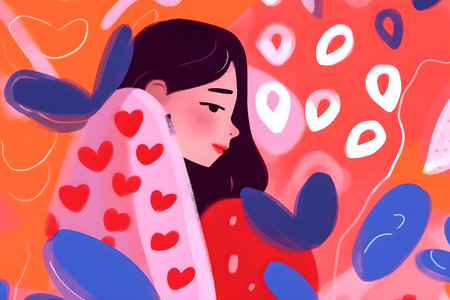 Self Love inspiration, trendy hand drawn style illustration, AI Generatedの素材