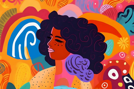 Self Love inspiration, trendy hand drawn style illustration, AI Generatedの素材