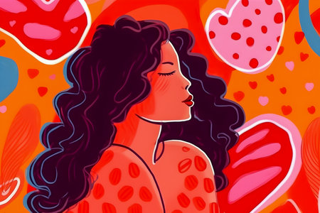 Self Love inspiration, trendy hand drawn style illustration, AI Generatedの素材