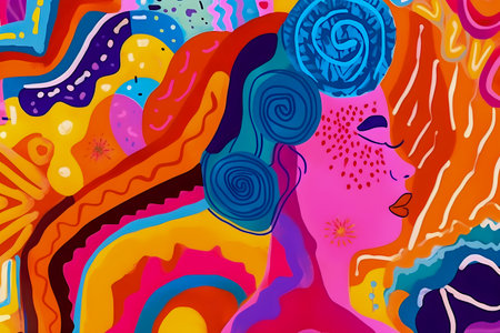 Self Love inspiration, trendy hand drawn style illustration, AI Generatedの素材