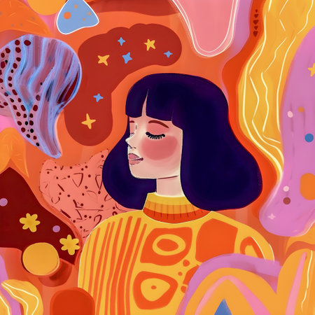 Self Love inspiration, trendy hand drawn style illustration, AI Generatedの素材