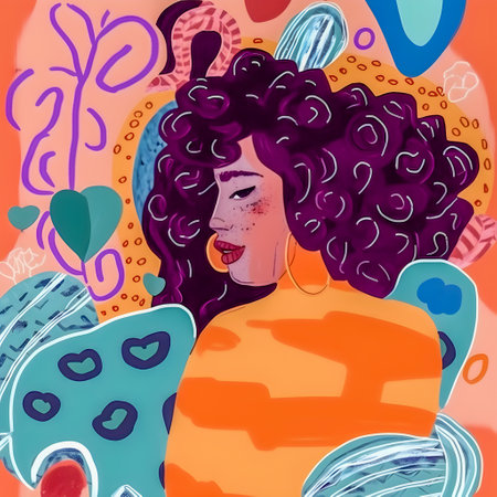 Self Love inspiration, trendy hand drawn style illustration, AI Generatedの素材
