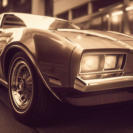 Retro classic car in sepia tone, poster car style, AI Generatedの素材