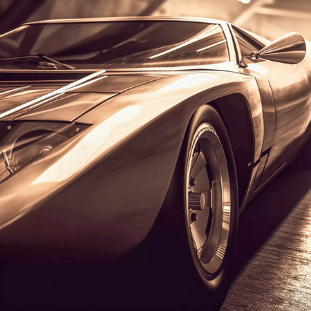 Retro classic car in sepia tone, poster car style, AI Generatedの素材