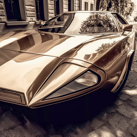 Retro classic car in sepia tone, poster car style, AI Generatedの素材