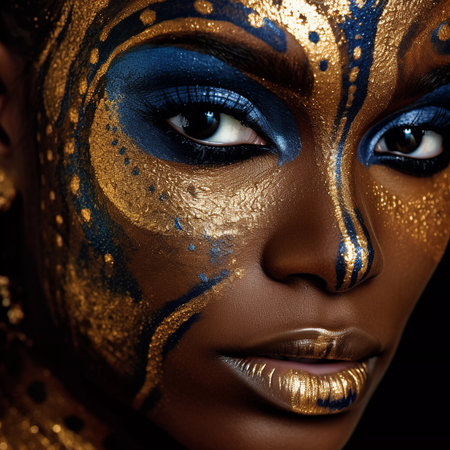 Women face with amazing and creative makeup, AI Generatedの素材