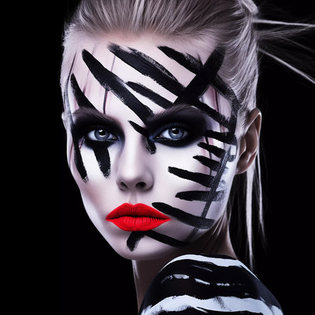 Women face with amazing and creative makeup, AI Generatedの素材