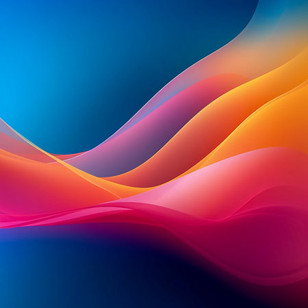 Abstract wave background, soft pink and bright orange wave, AI Generatedの素材