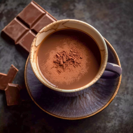 Chocolate close up illustration, sweet background, AI Generatedの素材