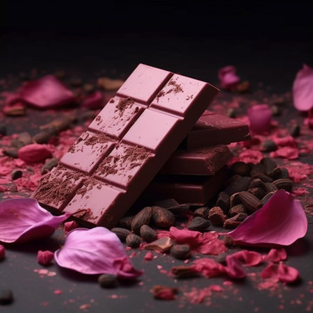 Chocolate close up illustration, sweet background, AI Generatedの素材