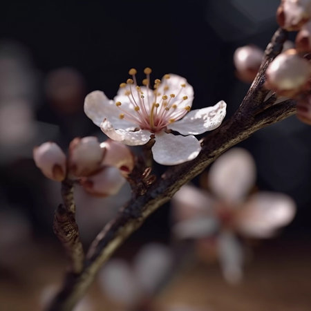 Cherry blossom, close up Japanese flowers, AI Generatedの素材