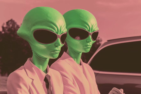 Out-of-This-World Melodies: Album Art Cover Capturing the Essence of a Bizarre Alien, AI Generatedの素材