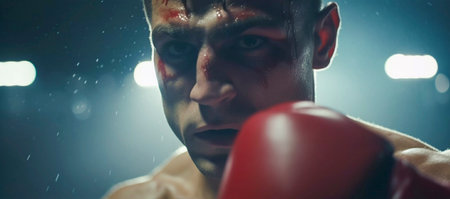 Portrait of a boxer in a fight, Generative AIの素材
