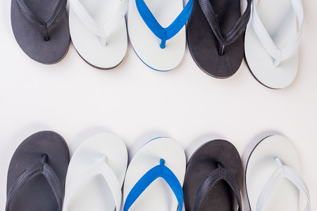 rubber sandals isolated on white  space for textの写真素材