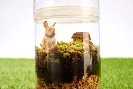 small and little plants decorate in glass bottleの写真素材