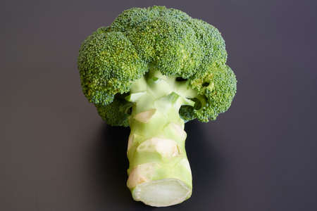 Healthy Green Organic Broccoli isolated on Blackの写真素材