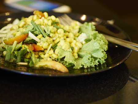 Thai style sweet corn spicy salad (Somtum)の写真素材