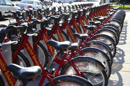 Bicycle parking in the city - USAのeditorial素材