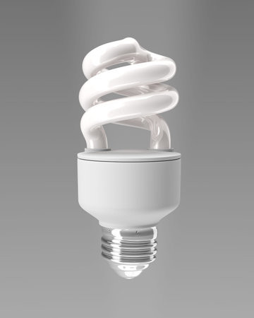 energy saving bulb on gray background. Isolated 3D image
