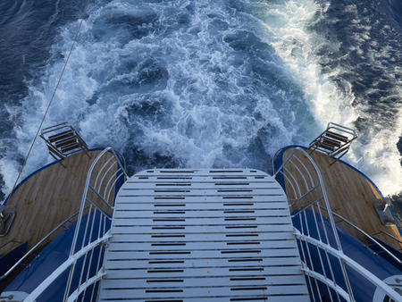 yacht boat on ocean water in bali, Indonesiaの写真素材