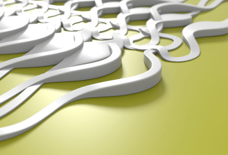 3D seamless green and white geometric patternの写真素材