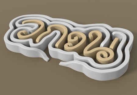endless maze in gray background. 3D render Photo.の写真素材
