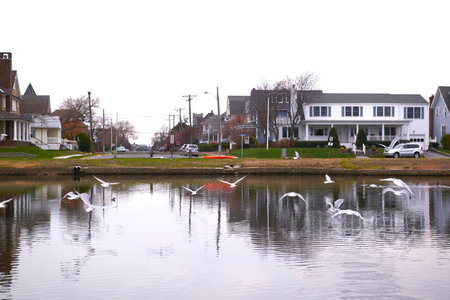 Brooklyn Bridge and Manhattan at sunset, New York Cityの写真素材