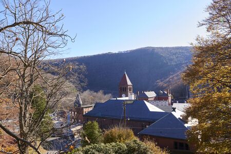 The historic Old City in Philadelphia, Pennsylvania. Elfreth's Alley,の写真素材