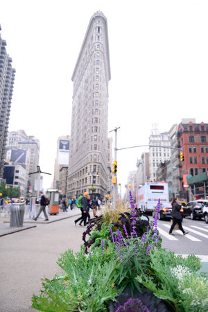 NEW YORK CITY -  Flat Iron building facade from Broadway on November 15, 2016 in Manhattan, New York...
